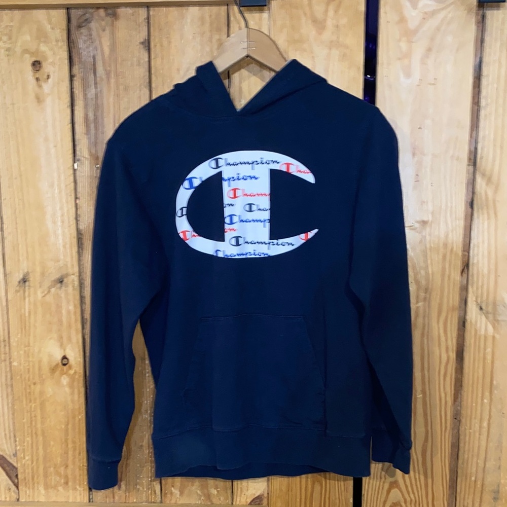 Champion Dark Blue boys Hoodie with Logo